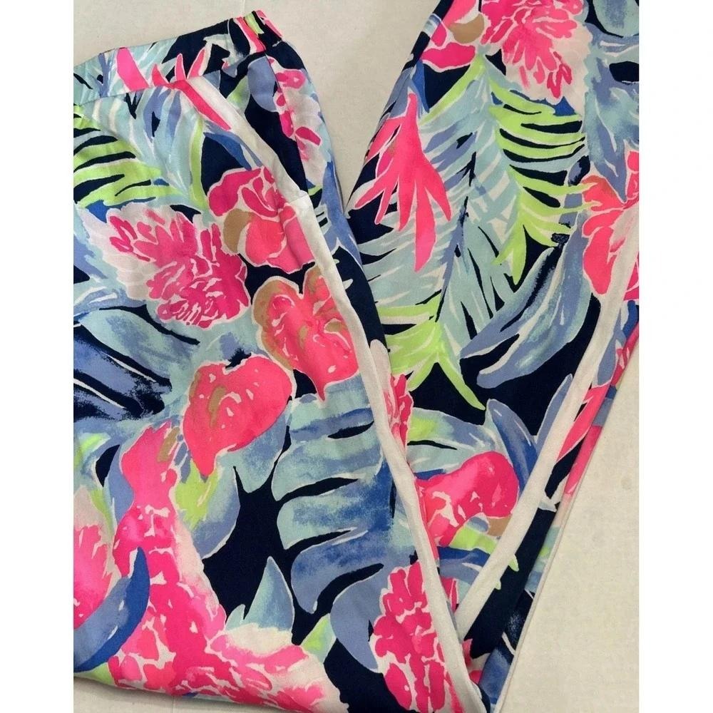 Lilly Pulitzer Women's Madeira Pants High Tide Navy Tropic Multi Size 8 NWOT